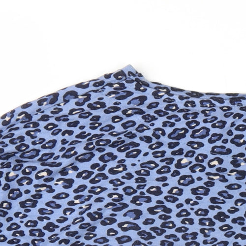 Principles Womens Blue Animal Print Cotton Basic T-Shirt Size 12 Round Neck