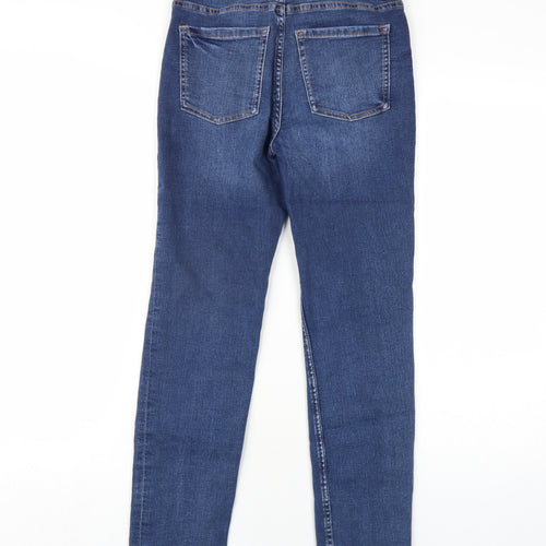 Marks and Spencer Womens Blue Cotton Straight Jeans Size 8 L27 in Slim Zip