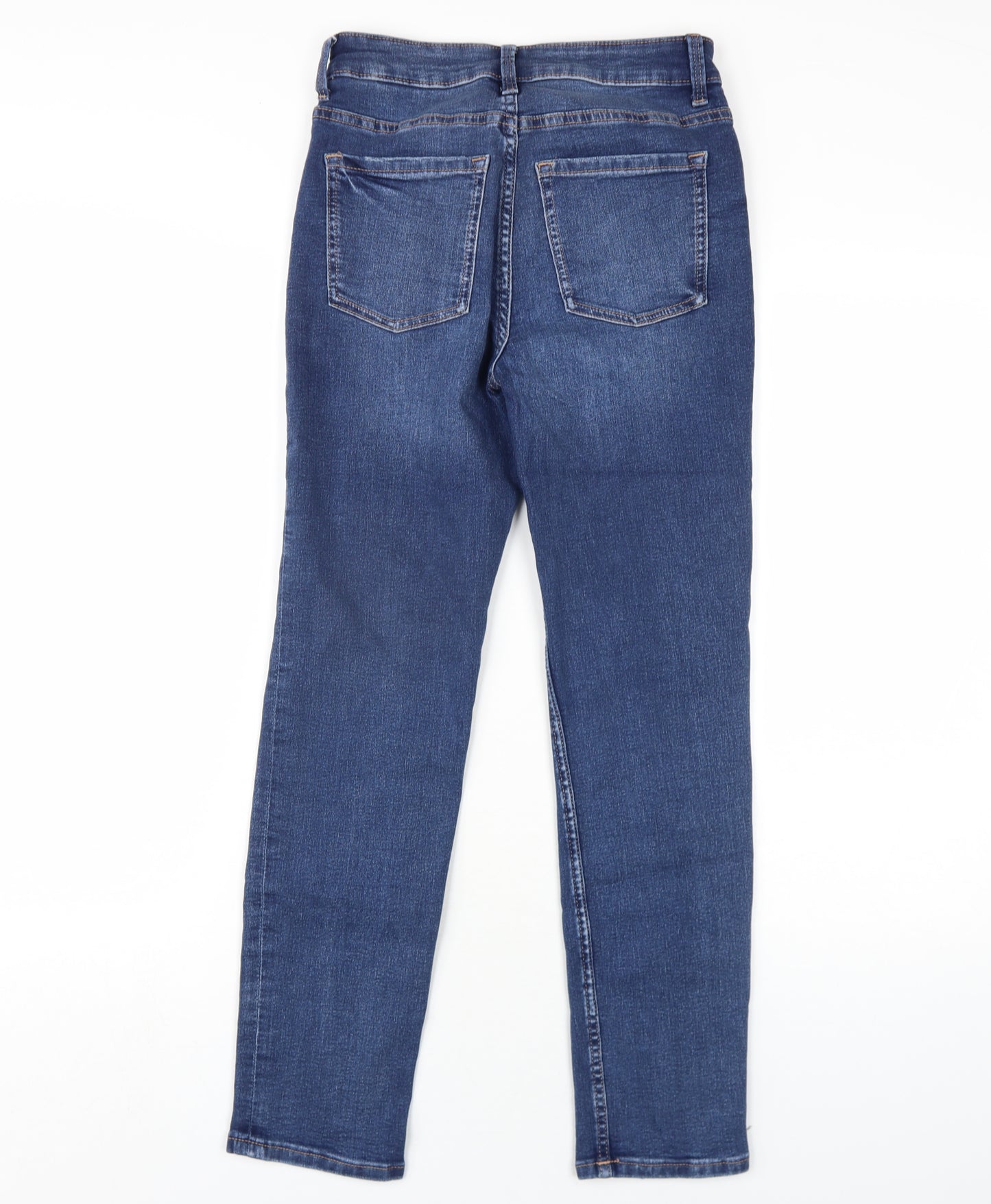 Marks and Spencer Womens Blue Cotton Straight Jeans Size 8 L27 in Slim Zip