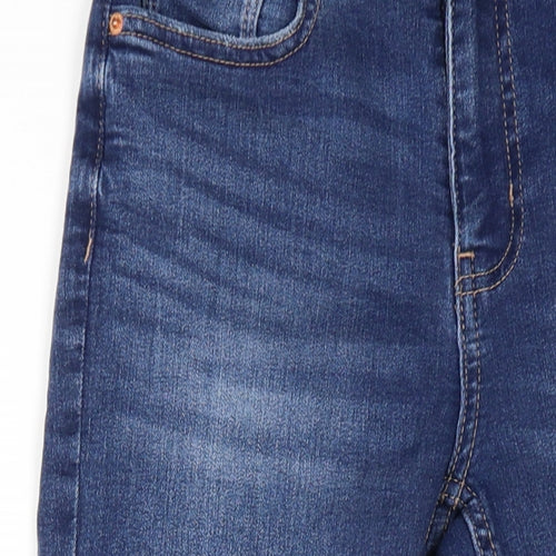 Marks and Spencer Womens Blue Cotton Straight Jeans Size 8 L27 in Slim Zip