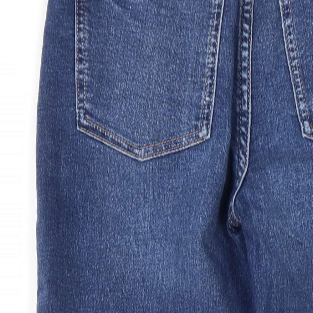 Marks and Spencer Womens Blue Cotton Straight Jeans Size 8 L27 in Slim Zip