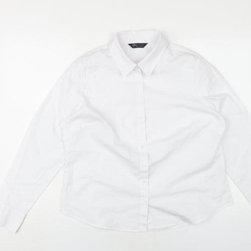 Marks and Spencer Womens White Cotton Basic Button-Up Size 16 Collared