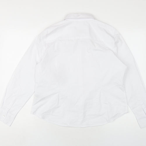 Marks and Spencer Womens White Cotton Basic Button-Up Size 16 Collared