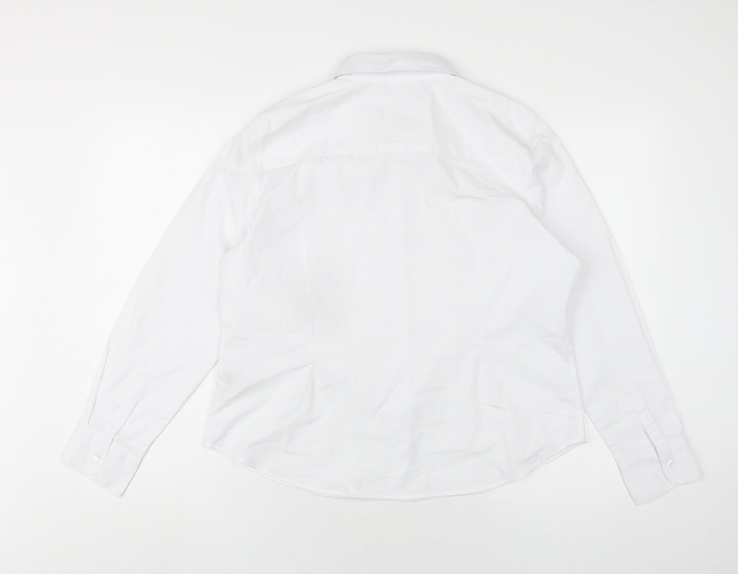 Marks and Spencer Womens White Cotton Basic Button-Up Size 16 Collared