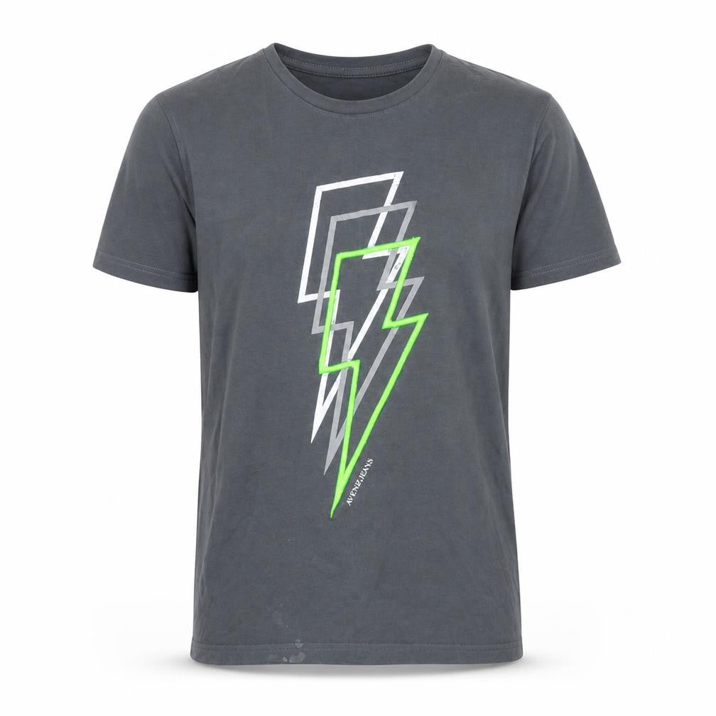 Avenzi Mens Grey Cotton T-Shirt Size L Round Neck
