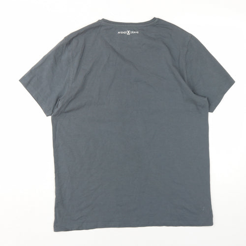 Avenzi Mens Grey Cotton T-Shirt Size L Round Neck
