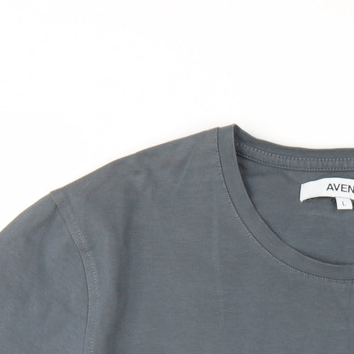 Avenzi Mens Grey Cotton T-Shirt Size L Round Neck