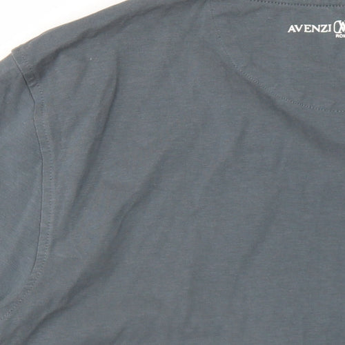 Avenzi Mens Grey Cotton T-Shirt Size L Round Neck