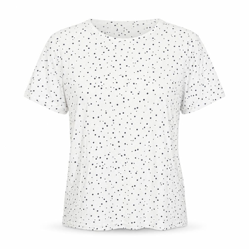 LC Waikiki Womens White Polka Dot Cotton Basic T-Shirt Size L Round Neck