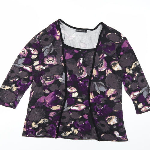 Just Elegance Womens Multicoloured Floral Viscose Basic T-Shirt Size 18 Square Neck