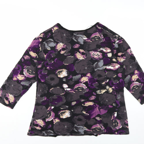Just Elegance Womens Multicoloured Floral Viscose Basic T-Shirt Size 18 Square Neck