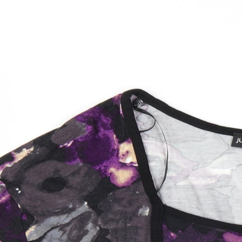 Just Elegance Womens Multicoloured Floral Viscose Basic T-Shirt Size 18 Square Neck