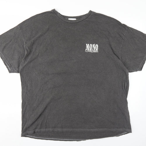 Topshop Womens Grey Cotton Basic T-Shirt Size XL Round Neck