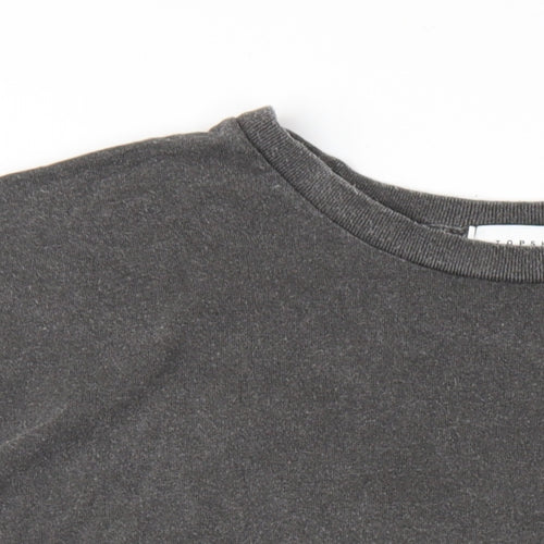 Topshop Womens Grey Cotton Basic T-Shirt Size XL Round Neck