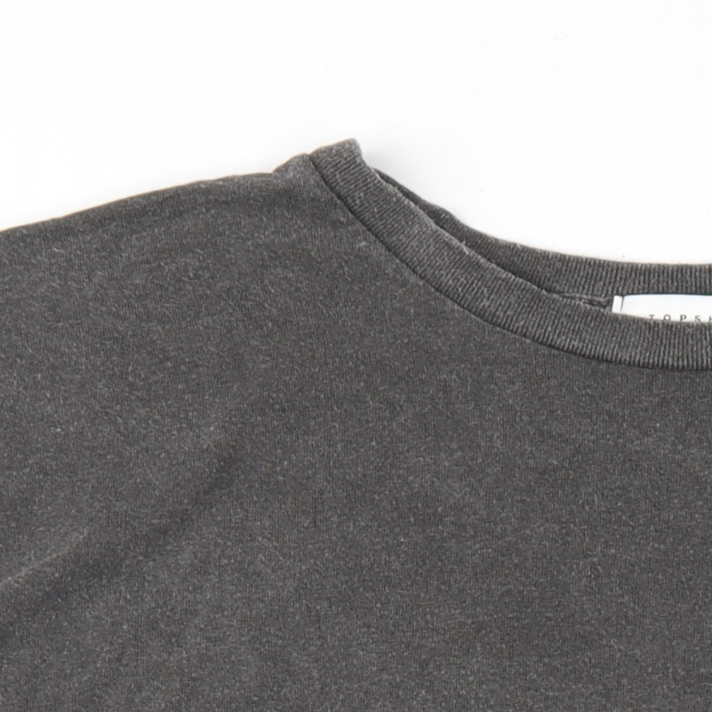 Topshop Womens Grey Cotton Basic T-Shirt Size XL Round Neck