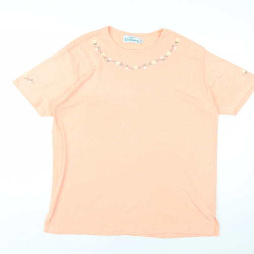 EWM Womens Pink Polyester Basic T-Shirt Size 14 Round Neck