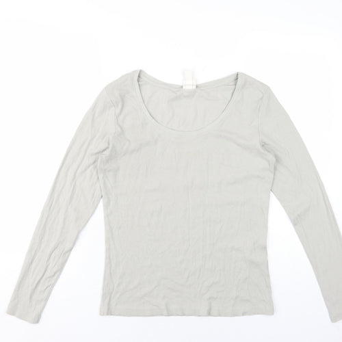 H&M Womens Grey Modal Basic T-Shirt Size L Scoop Neck