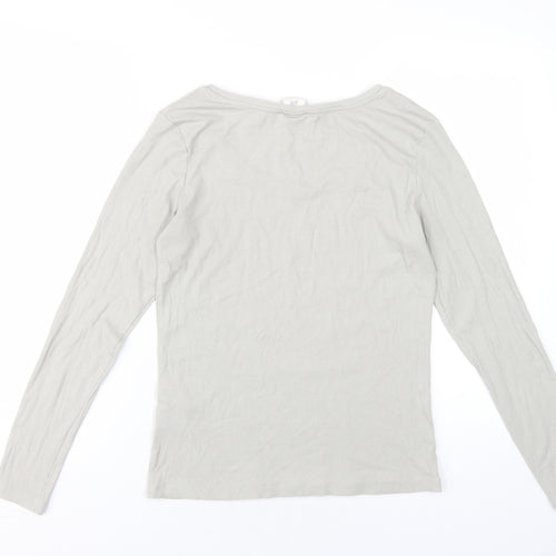H&M Womens Grey Modal Basic T-Shirt Size L Scoop Neck