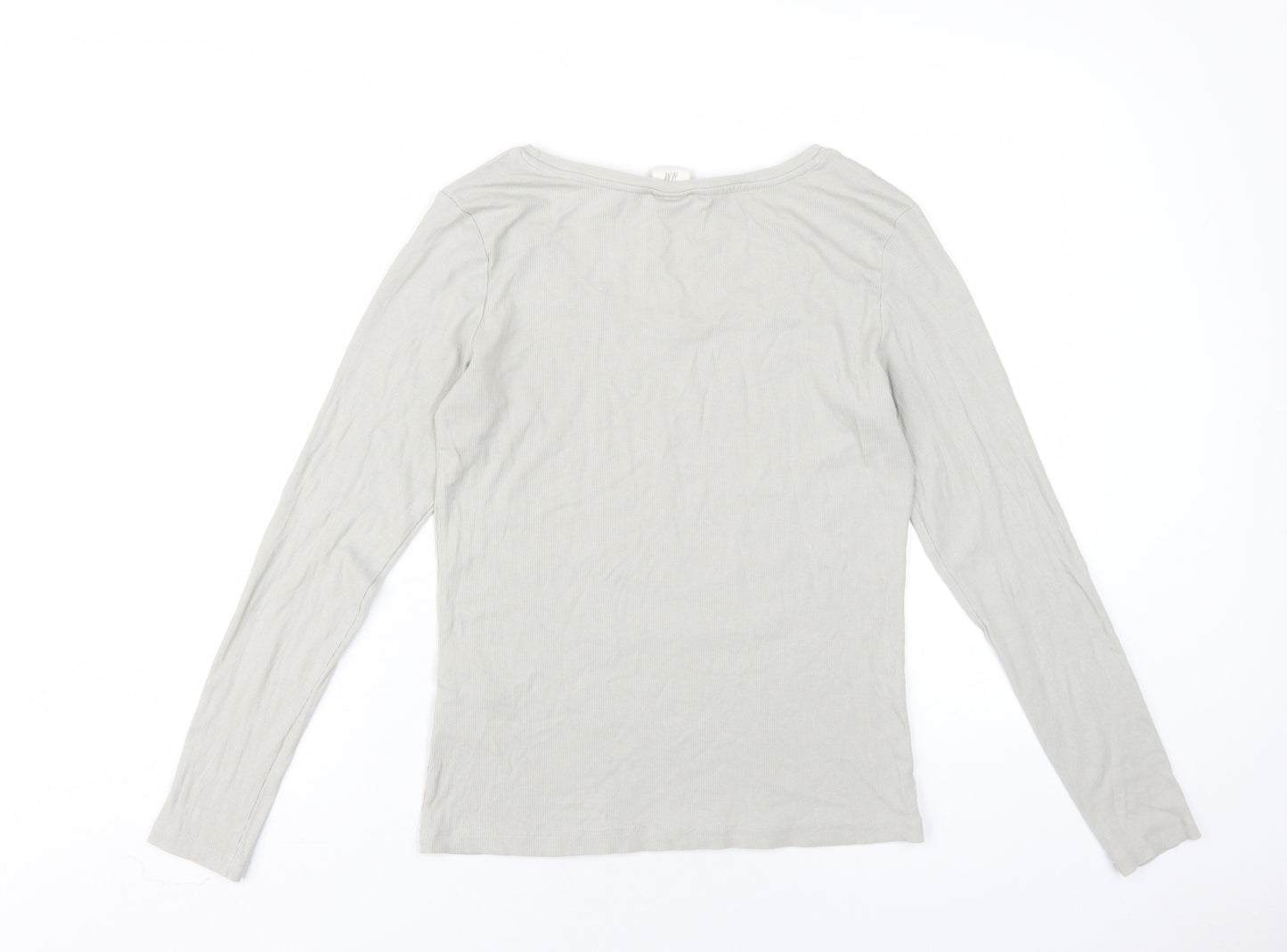 H&M Womens Grey Modal Basic T-Shirt Size L Scoop Neck