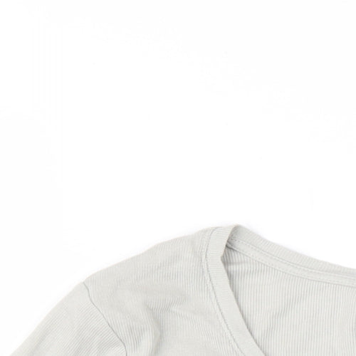 H&M Womens Grey Modal Basic T-Shirt Size L Scoop Neck