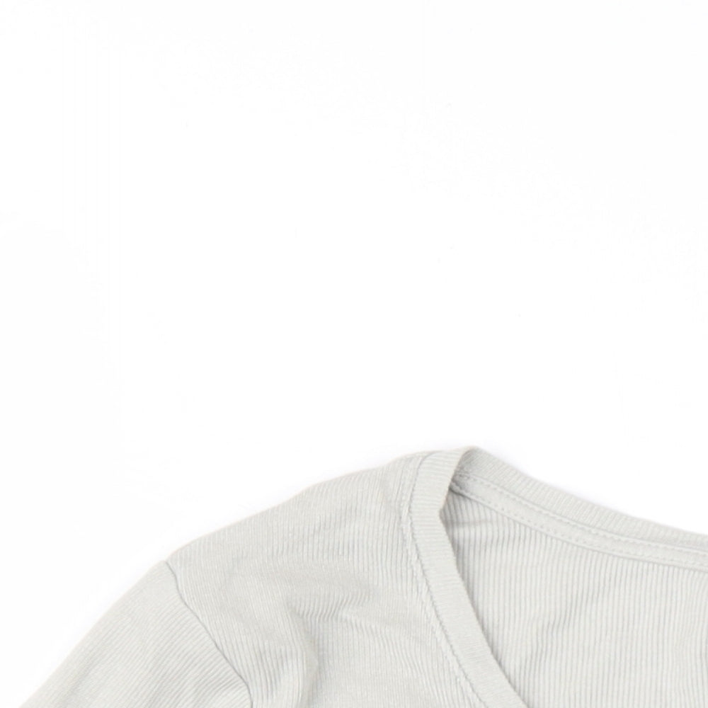 H&M Womens Grey Modal Basic T-Shirt Size L Scoop Neck