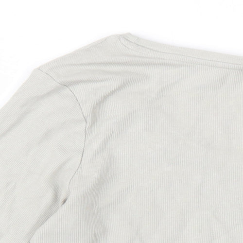H&M Womens Grey Modal Basic T-Shirt Size L Scoop Neck