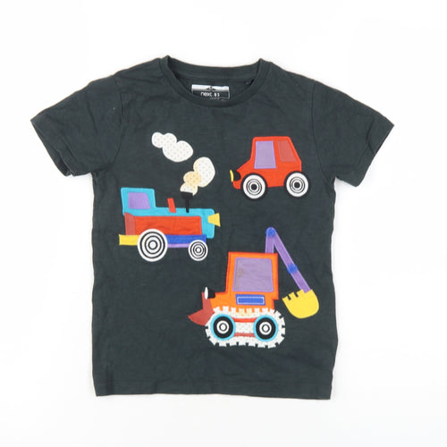 NEXT Boys Grey Cotton Basic T-Shirt Size 5-6 Years Round Neck Pullover