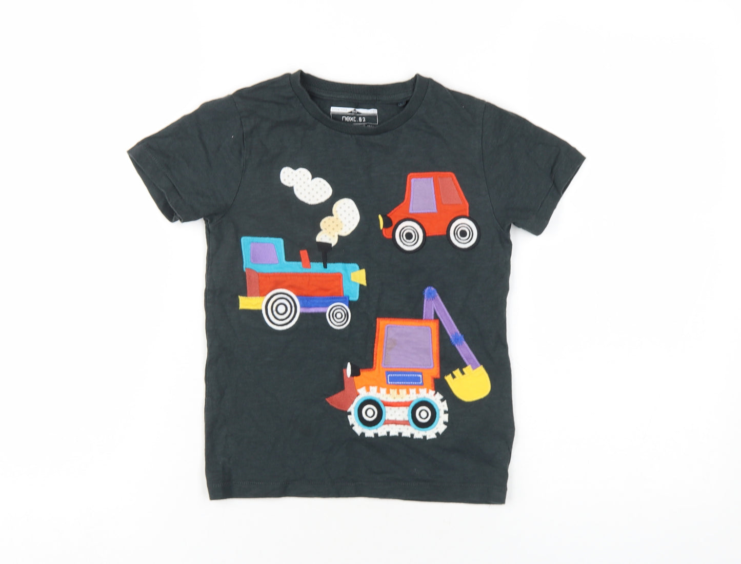 NEXT Boys Grey Cotton Basic T-Shirt Size 5-6 Years Round Neck Pullover