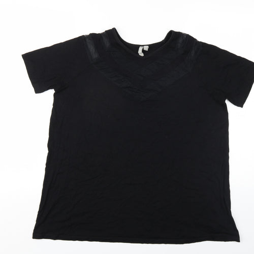 ASOS Womens Black Viscose Basic T-Shirt Size 14 V-Neck