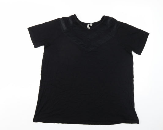 ASOS Womens Black Viscose Basic T-Shirt Size 14 V-Neck