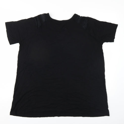 ASOS Womens Black Viscose Basic T-Shirt Size 14 V-Neck