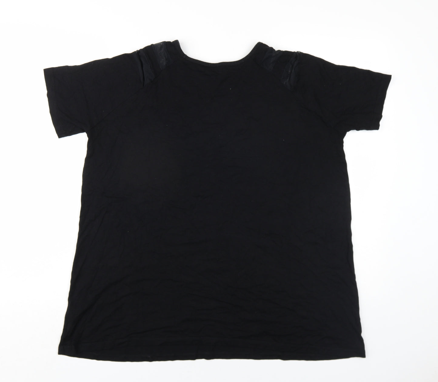 ASOS Womens Black Viscose Basic T-Shirt Size 14 V-Neck