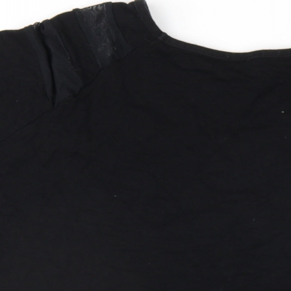 ASOS Womens Black Viscose Basic T-Shirt Size 14 V-Neck