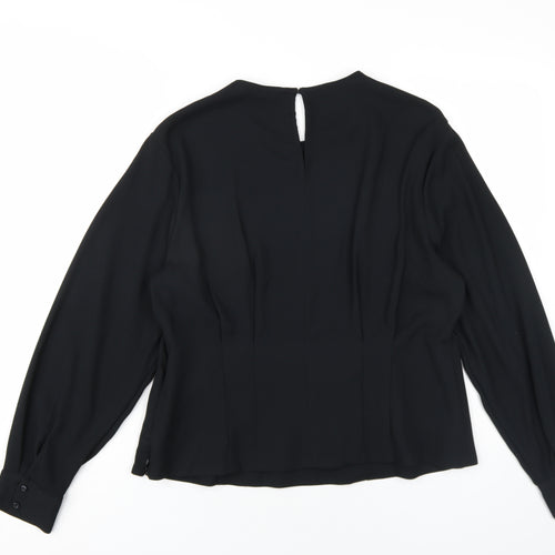 Marks and Spencer Womens Black Polyester Basic Blouse Size 18 Round Neck