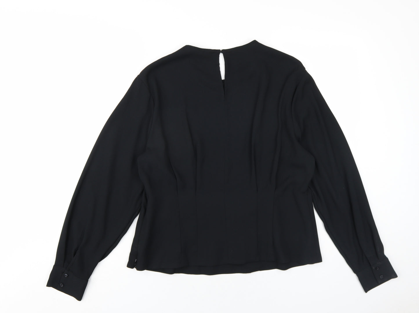 Marks and Spencer Womens Black Polyester Basic Blouse Size 18 Round Neck