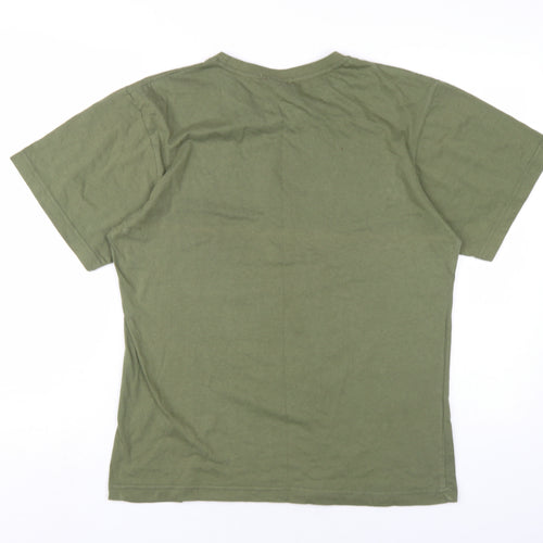 Australian Made Womens Green Cotton Basic T-Shirt Size M Round Neck - Kangaroo