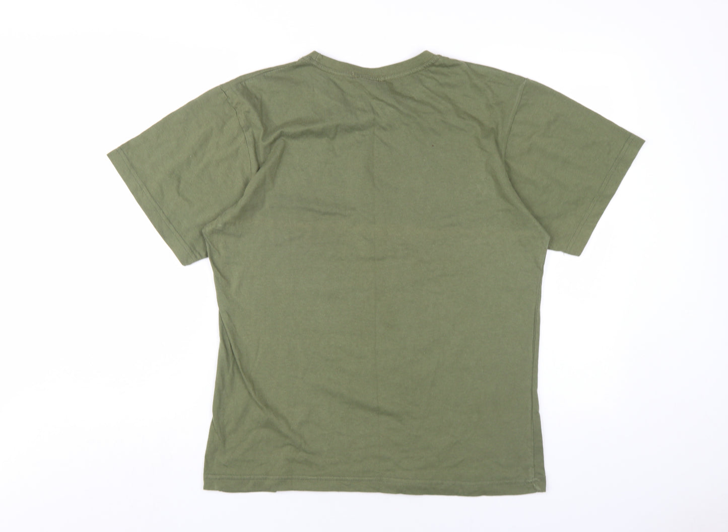 Australian Made Womens Green Cotton Basic T-Shirt Size M Round Neck - Kangaroo