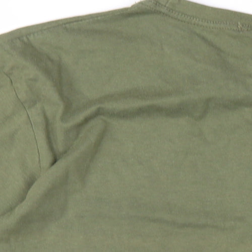 Australian Made Womens Green Cotton Basic T-Shirt Size M Round Neck - Kangaroo