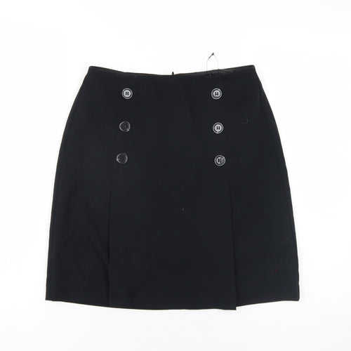 Marks and Spencer Womens Black Patent Leather A-Line Skirt Size 8 Zip