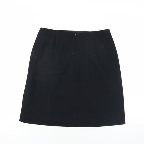 Marks and Spencer Womens Black Patent Leather A-Line Skirt Size 8 Zip