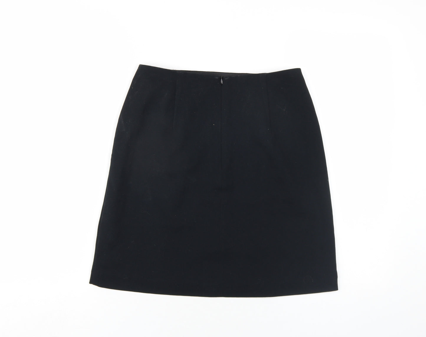 Marks and Spencer Womens Black Patent Leather A-Line Skirt Size 8 Zip