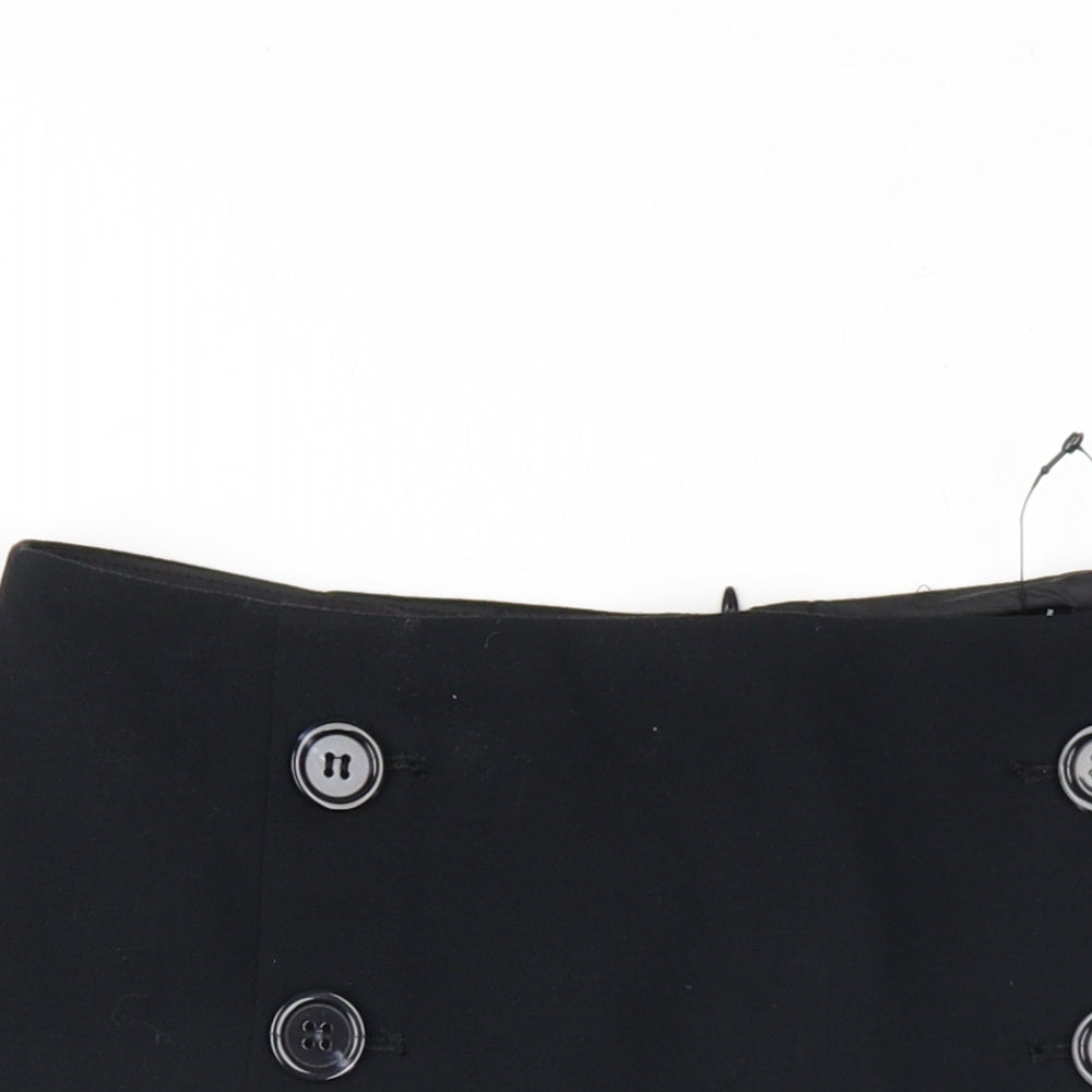 Marks and Spencer Womens Black Patent Leather A-Line Skirt Size 8 Zip