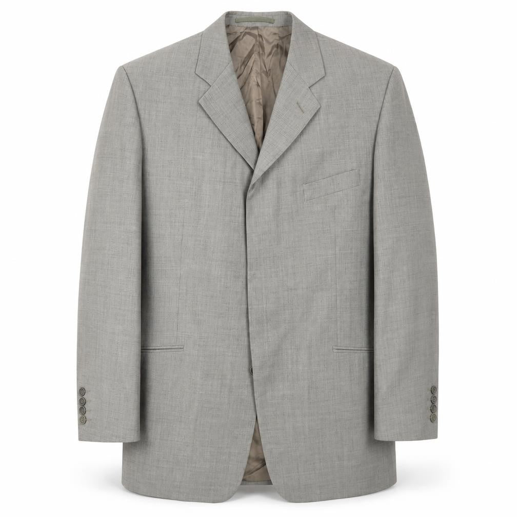 Front view of Tessuti men’s beige wool jacket blazer, size 42, regular