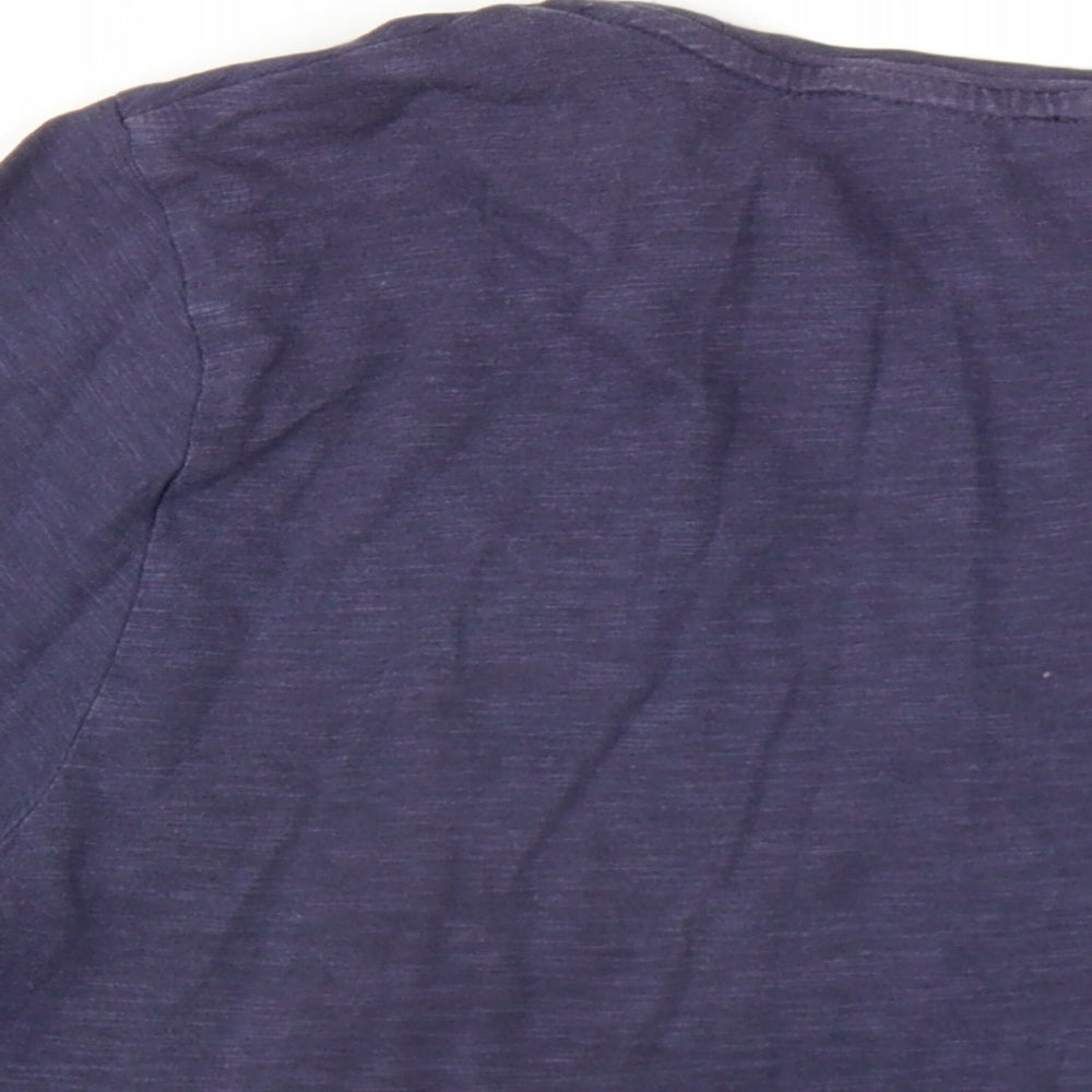 Marks and Spencer Womens Blue Cotton Basic T-Shirt Size 16 Round Neck