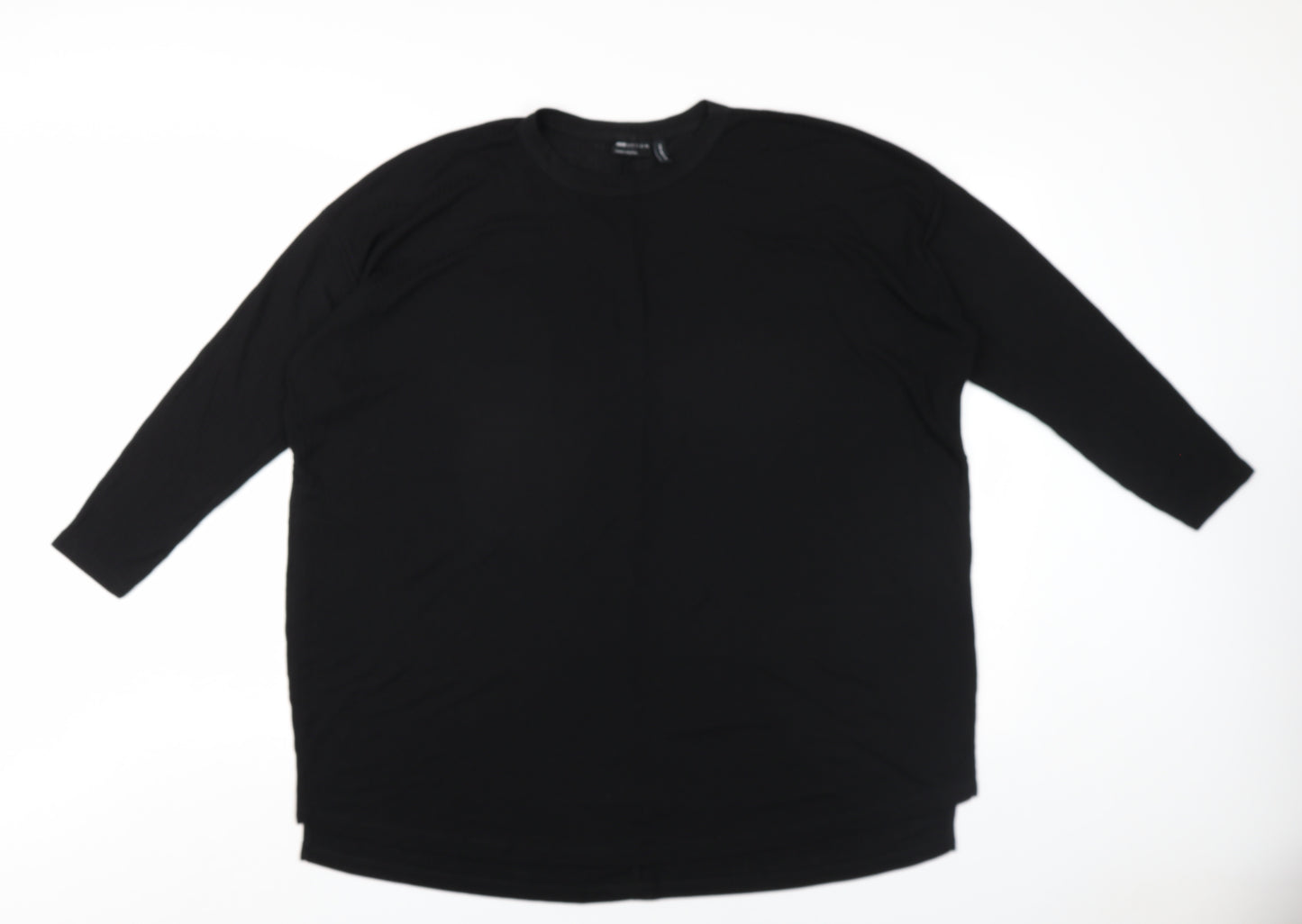 ASOS Womens Black Polyester Basic T-Shirt Size 10 Round Neck - Side Slits
