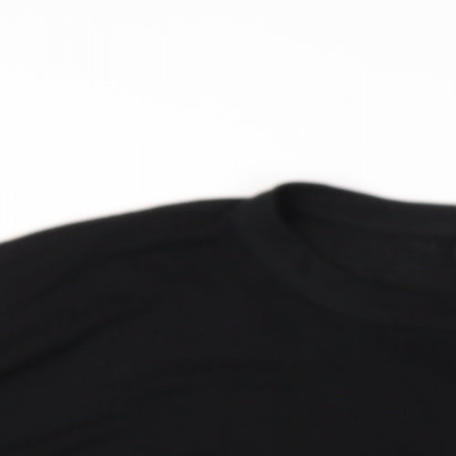 ASOS Womens Black Polyester Basic T-Shirt Size 10 Round Neck - Side Slits