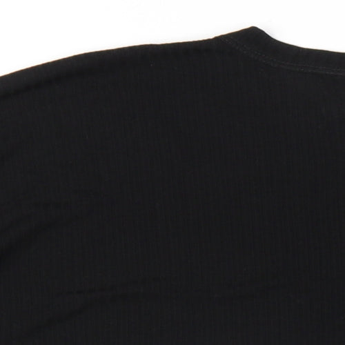 ASOS Womens Black Polyester Basic T-Shirt Size 10 Round Neck - Side Slits
