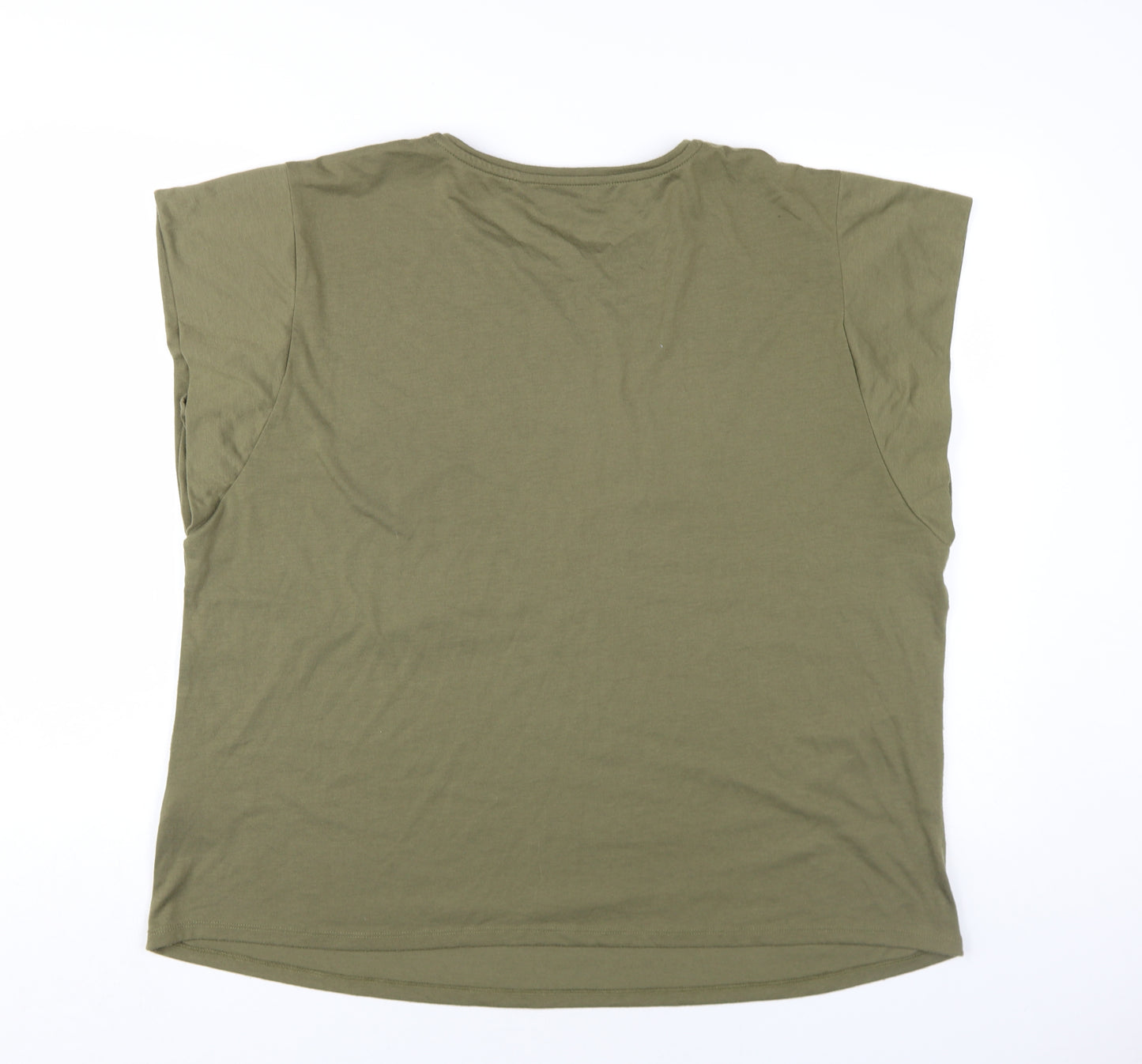 Bonmarché Womens Green Polyester Basic T-Shirt Size 22 Round Neck - Sequin Palm Tree