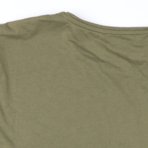 Bonmarché Womens Green Polyester Basic T-Shirt Size 22 Round Neck - Sequin Palm Tree