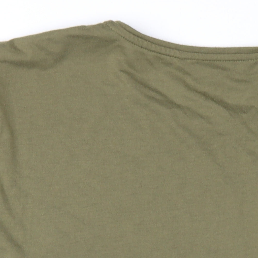 Bonmarché Womens Green Polyester Basic T-Shirt Size 22 Round Neck - Sequin Palm Tree